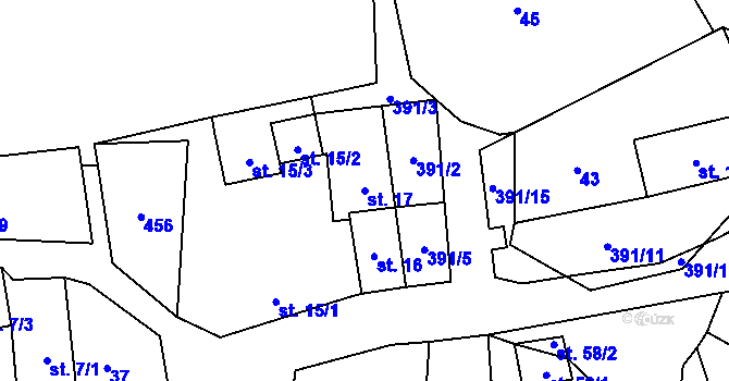 Parcela st. 17 v KÚ Chrančovice, Katastrální mapa