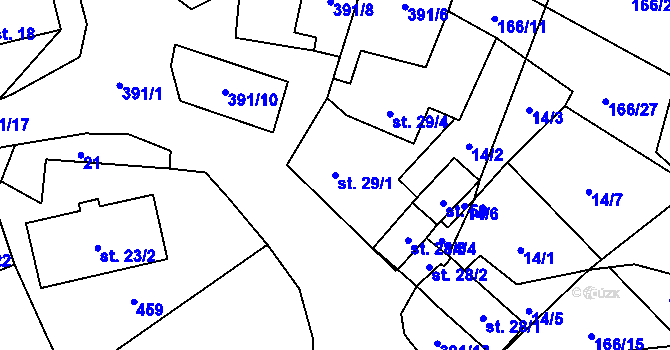 Parcela st. 29/1 v KÚ Chrančovice, Katastrální mapa