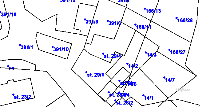 Parcela st. 29/4 v KÚ Chrančovice, Katastrální mapa