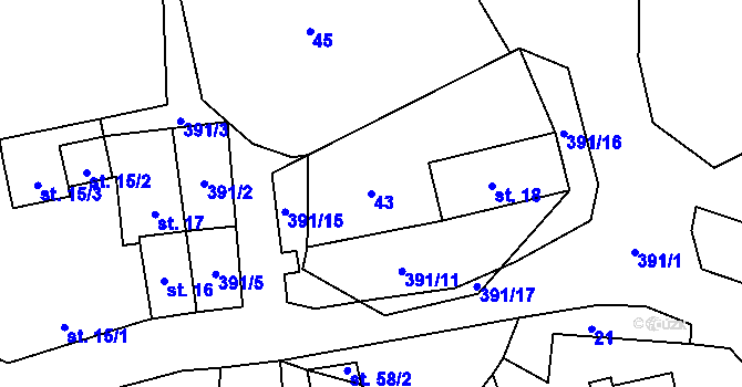 Parcela st. 43 v KÚ Chrančovice, Katastrální mapa