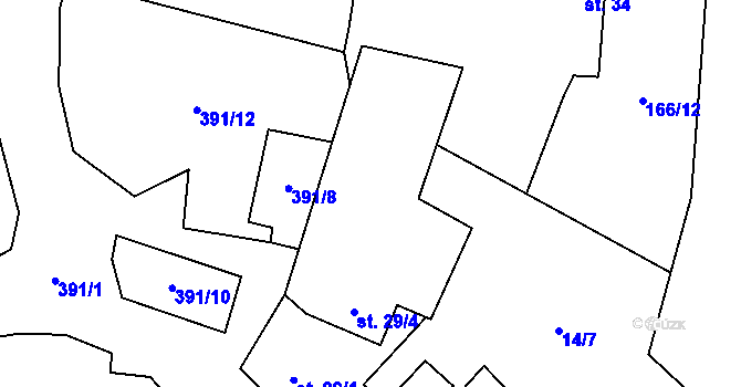 Parcela st. 391/6 v KÚ Chrančovice, Katastrální mapa