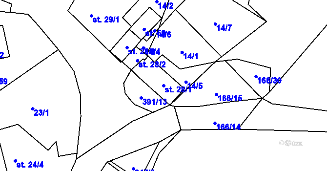 Parcela st. 28/1 v KÚ Chrančovice, Katastrální mapa