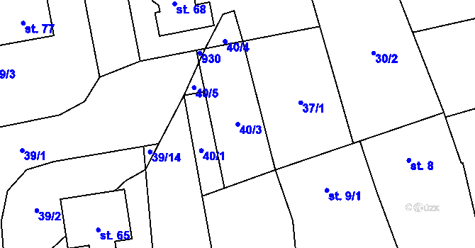Parcela st. 40/3 v KÚ Klenovice u Chrančovic, Katastrální mapa
