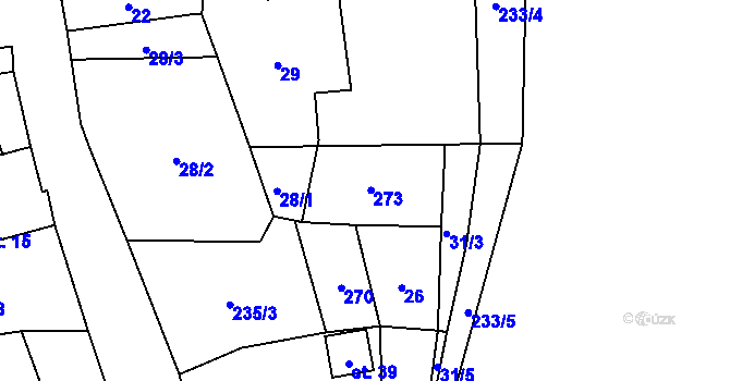 Parcela st. 21 v KÚ Popovice u Chrančovic, Katastrální mapa