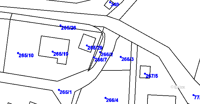 Parcela st. 266/2 v KÚ Chranišov, Katastrální mapa