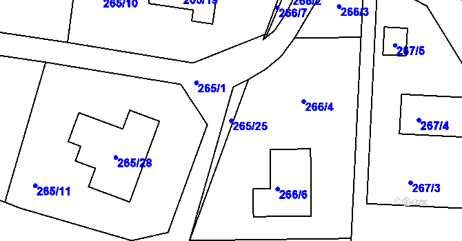 Parcela st. 265/25 v KÚ Chranišov, Katastrální mapa