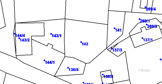 Parcela st. 142 v KÚ Chranišov, Katastrální mapa