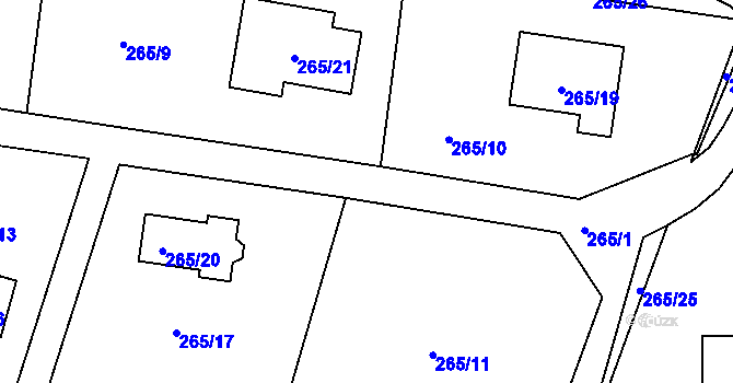 Parcela st. 265/1 v KÚ Chranišov, Katastrální mapa