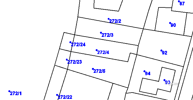 Parcela st. 272/4 v KÚ Chranišov, Katastrální mapa