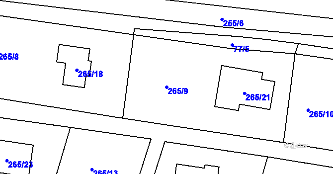 Parcela st. 265/9 v KÚ Chranišov, Katastrální mapa
