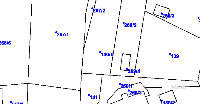 Parcela st. 140/1 v KÚ Chranišov, Katastrální mapa