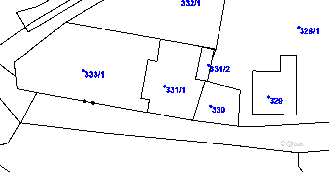 Parcela st. 331/1 v KÚ Chranišov, Katastrální mapa
