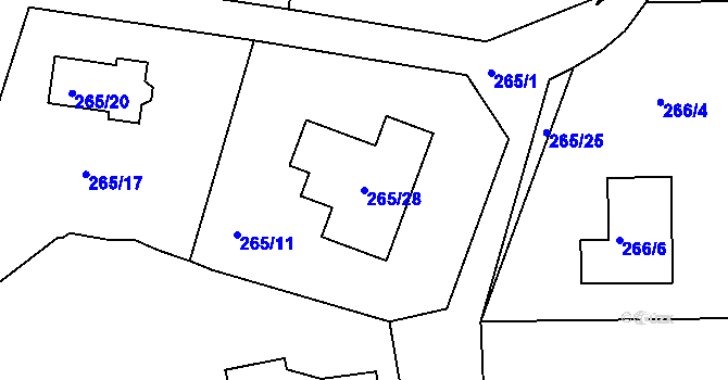 Parcela st. 265/28 v KÚ Chranišov, Katastrální mapa