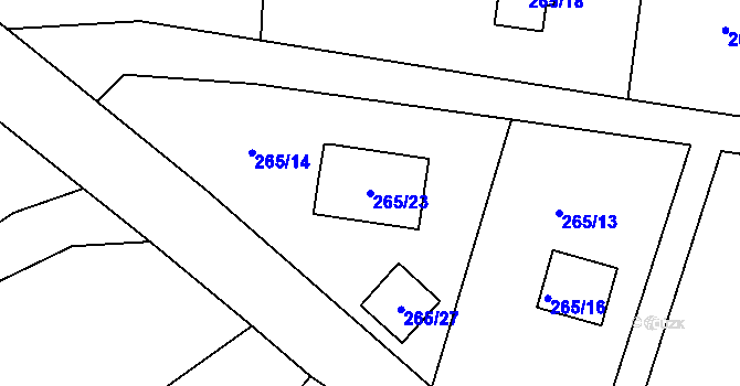 Parcela st. 265/23 v KÚ Chranišov, Katastrální mapa