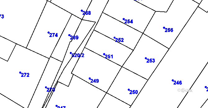 Parcela st. 251 v KÚ Chrást u Poříčan, Katastrální mapa