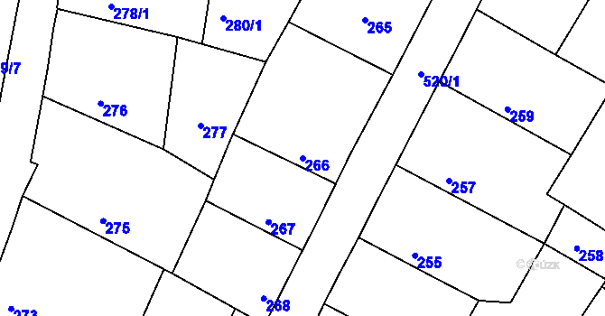 Parcela st. 266 v KÚ Chrást u Poříčan, Katastrální mapa