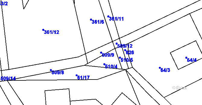 Parcela st. 509/9 v KÚ Chrást u Poříčan, Katastrální mapa