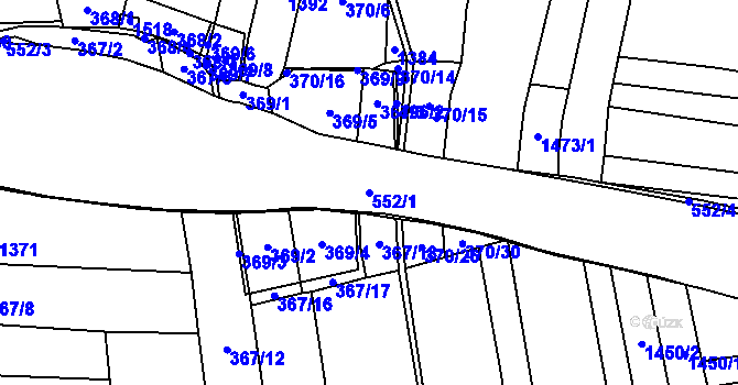 Parcela st. 552/1 v KÚ Chrást u Poříčan, Katastrální mapa
