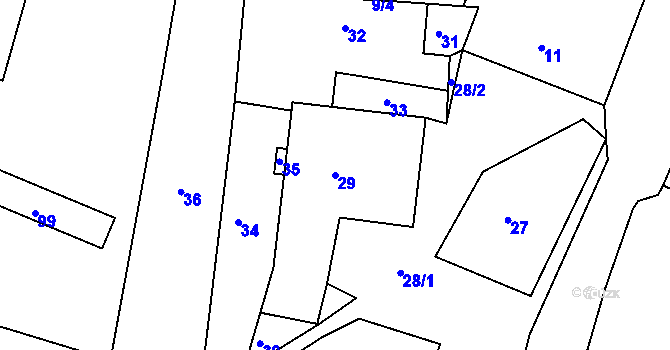 Parcela st. 29 v KÚ Chrást u Tochovic, Katastrální mapa