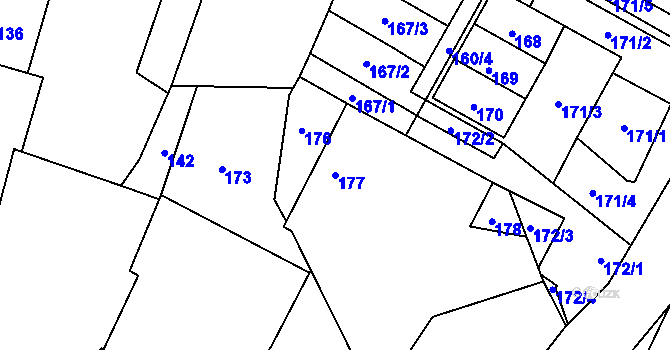 Parcela st. 177 v KÚ Chrást u Tochovic, Katastrální mapa