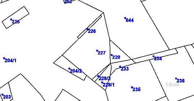 Parcela st. 227 v KÚ Chrást u Tochovic, Katastrální mapa
