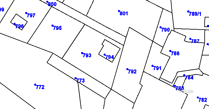 Parcela st. 794 v KÚ Chrást u Tochovic, Katastrální mapa