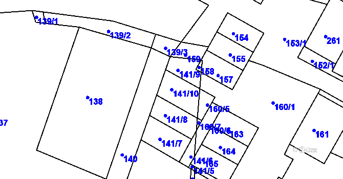 Parcela st. 141/10 v KÚ Chrást u Tochovic, Katastrální mapa