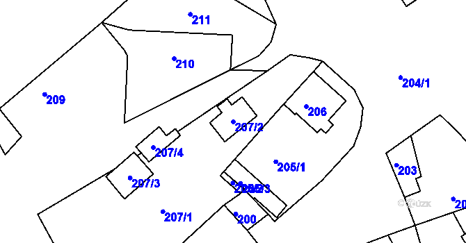 Parcela st. 207/2 v KÚ Chrást u Tochovic, Katastrální mapa