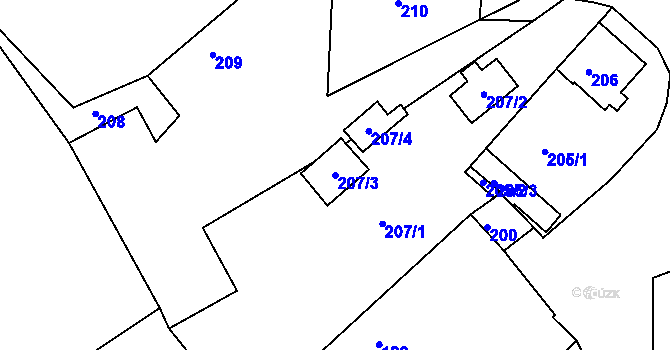 Parcela st. 207/3 v KÚ Chrást u Tochovic, Katastrální mapa