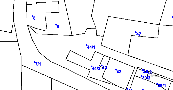 Parcela st. 44/1 v KÚ Oslí, Katastrální mapa
