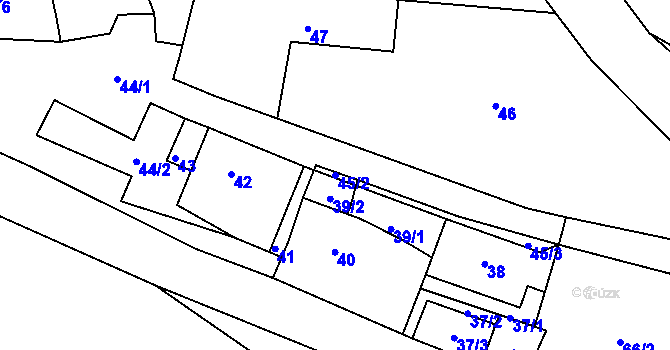 Parcela st. 45/2 v KÚ Oslí, Katastrální mapa