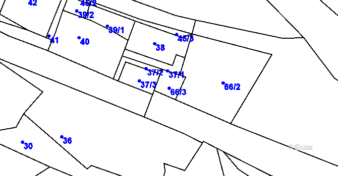 Parcela st. 66/3 v KÚ Oslí, Katastrální mapa