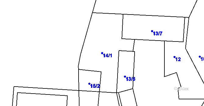 Parcela st. 14/1 v KÚ Oslí, Katastrální mapa
