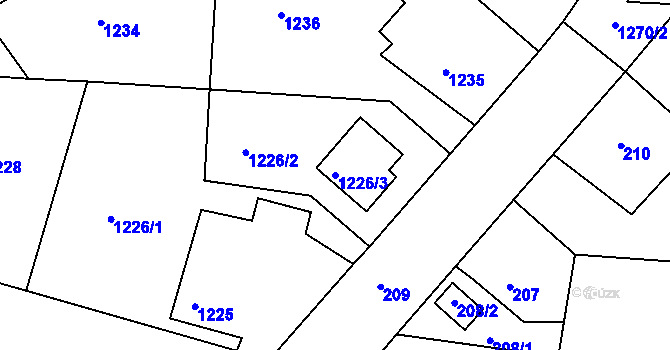 Parcela st. 1226/3 v KÚ Chrást u Plzně, Katastrální mapa