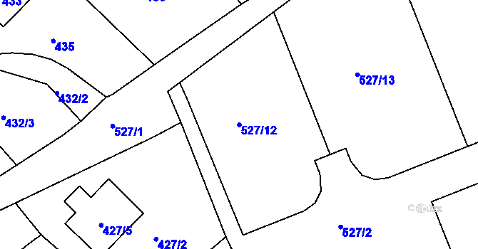 Parcela st. 527/12 v KÚ Chrást u Plzně, Katastrální mapa