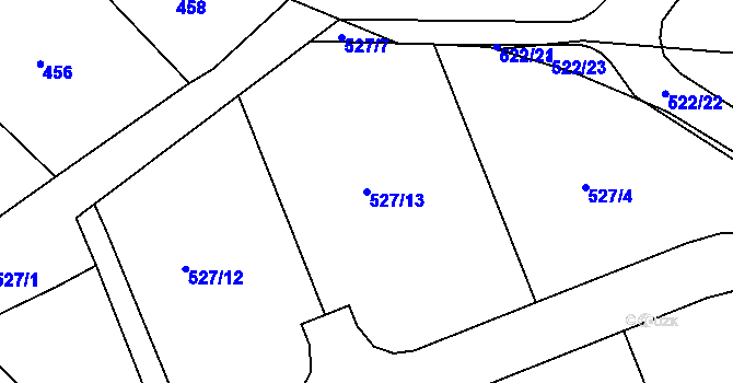 Parcela st. 527/13 v KÚ Chrást u Plzně, Katastrální mapa