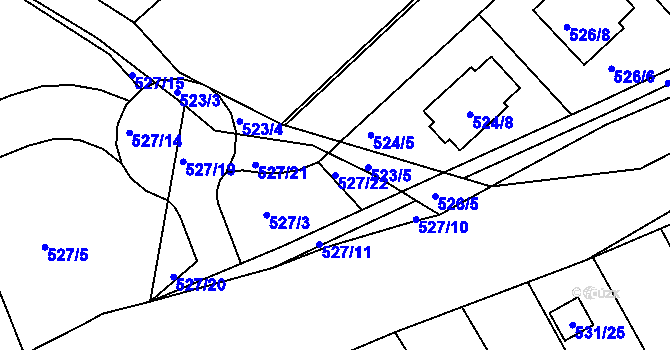 Parcela st. 527/22 v KÚ Chrást u Plzně, Katastrální mapa