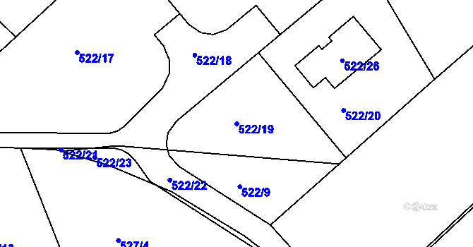 Parcela st. 522/19 v KÚ Chrást u Plzně, Katastrální mapa