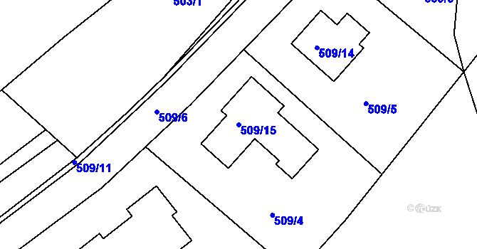 Parcela st. 509/15 v KÚ Chrást u Plzně, Katastrální mapa