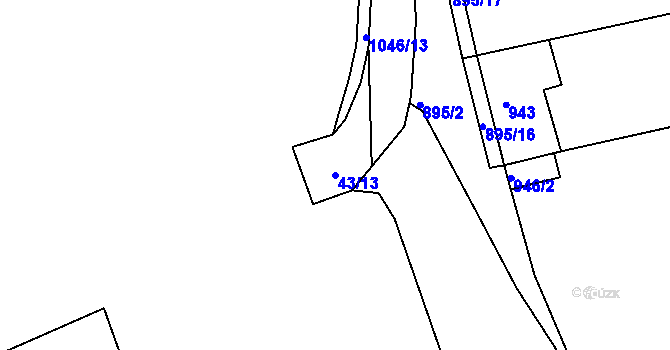 Parcela st. 43/13 v KÚ Chrást u Plzně, Katastrální mapa