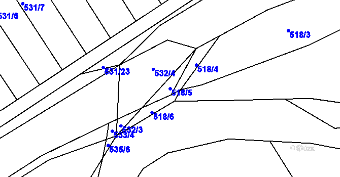 Parcela st. 518/5 v KÚ Chrást u Plzně, Katastrální mapa