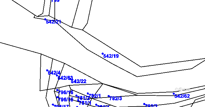 Parcela st. 542/19 v KÚ Chrást u Plzně, Katastrální mapa