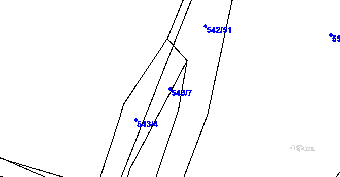 Parcela st. 543/7 v KÚ Chrást u Plzně, Katastrální mapa