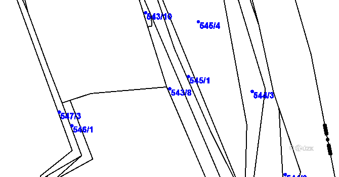 Parcela st. 543/8 v KÚ Chrást u Plzně, Katastrální mapa