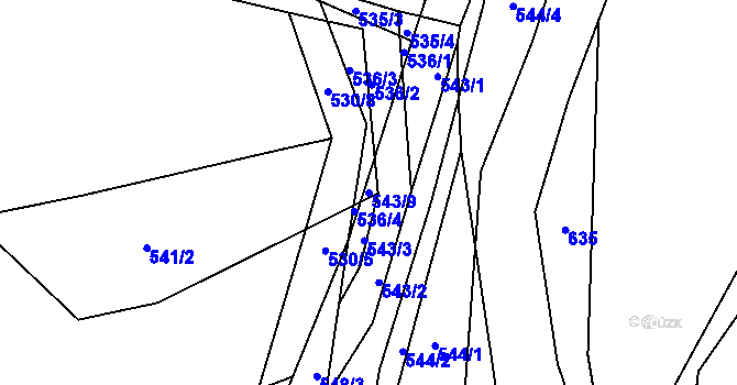 Parcela st. 543/9 v KÚ Chrást u Plzně, Katastrální mapa