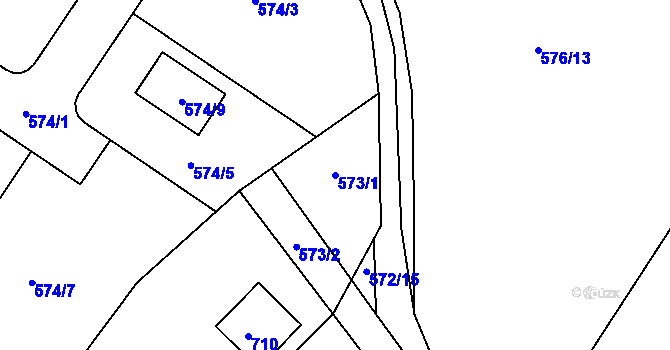 Parcela st. 573/1 v KÚ Chrást u Plzně, Katastrální mapa