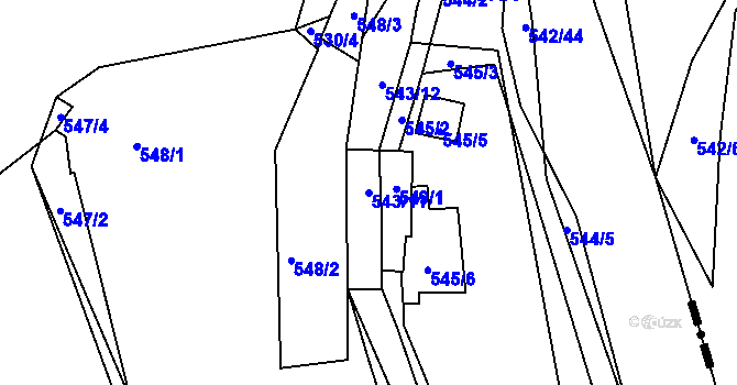 Parcela st. 543/11 v KÚ Chrást u Plzně, Katastrální mapa