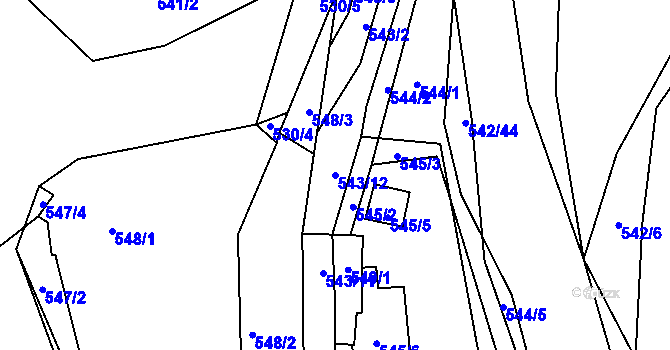 Parcela st. 543/12 v KÚ Chrást u Plzně, Katastrální mapa