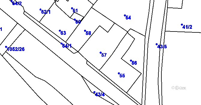Parcela st. 57 v KÚ Chrást u Plzně, Katastrální mapa