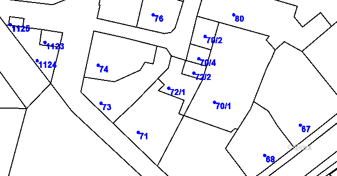 Parcela st. 72/1 v KÚ Chrást u Plzně, Katastrální mapa